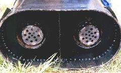 Bottom view of a double pot stove